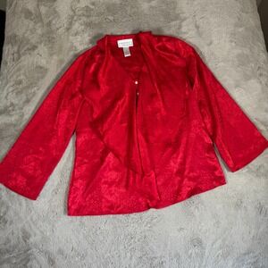Simonton Says Red Snake‎ Print Button Down Blouse Long Sleeve Top M Vintage